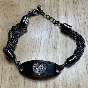 Lia Sophia Black Bracelet with Silver Heart